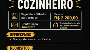 Vaga Pub Zer8 em Niterói Cozinheiro com Contratação Imediata