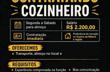 Vaga Pub Zer8 em Niterói Cozinheiro com Contratação Imediata